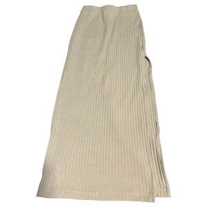Princess Polly Womens Ribbed Knit Fitted Ellie Midi Skirt Slit Size 0 Beige